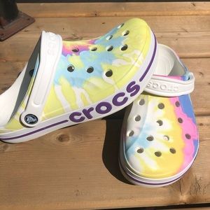 Crocs size 9 tie dye